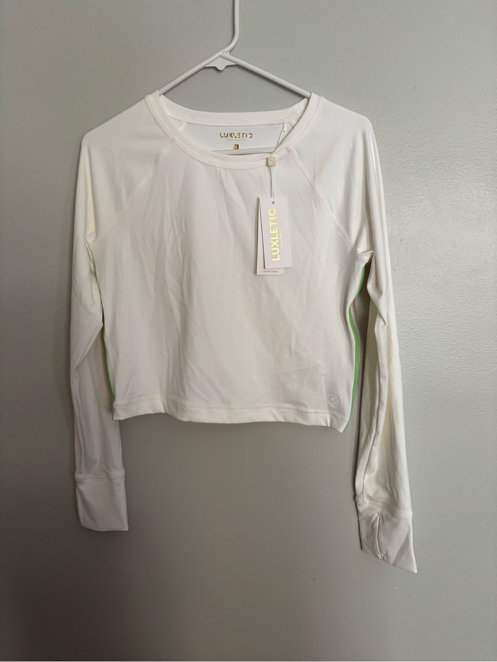 Lilly Pulitzer White Long-Sleeve Cropped Athletic Top NWT